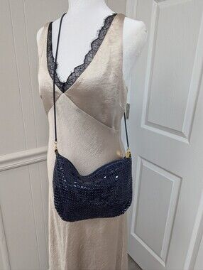 Vintage Sequin Evening Clutch in Navy Blue